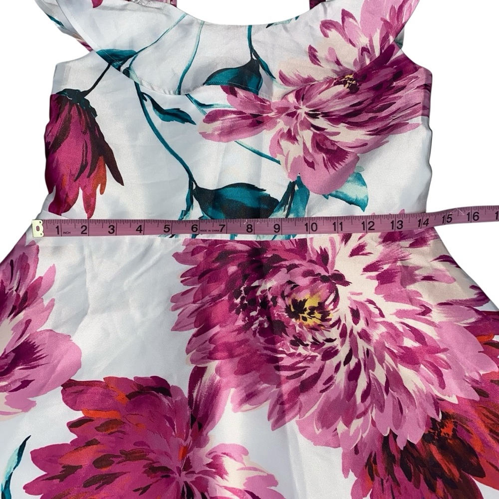 The Children's Place NWT Pink and White Floral Dress Off The Shoulder Size 14 - Picture 7 of 16